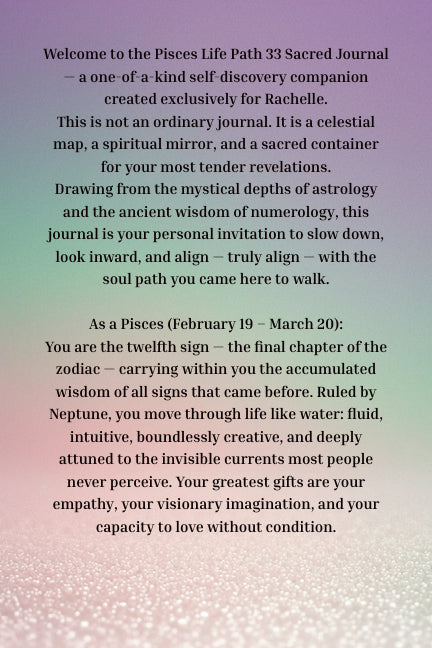 	Zodiac Soul Series Journal – Interior welcome page for Pisces Life Path 33